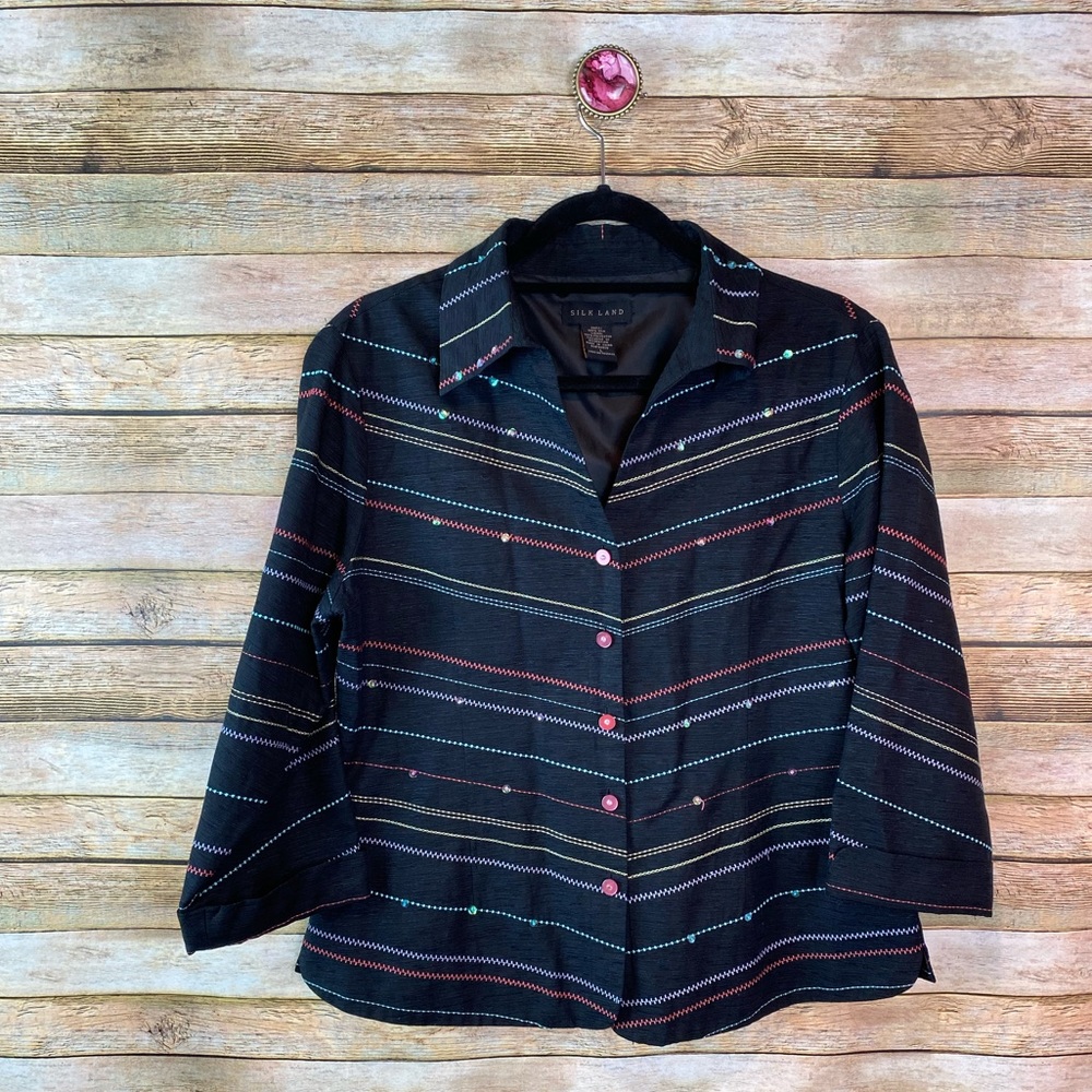 Silkland Button Down Blouse/Jacket Large - image 2